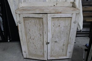 Painted Wood Cupboard Cabinet With Shelves