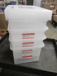4 Plastic file boxes with covers