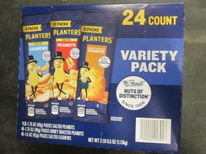 24 Count variety pack of Planters nuts single serve