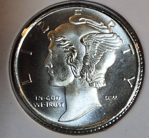 American Precious Exchange (APEX) 110 Troy Oz .999 Fine Silver Mercury Dime Style Round