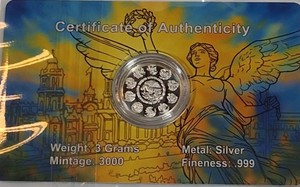 2026 Mexico Libertad 3 Gram .999 Fine Silver Coin w COA  Limited Mintage 3,000