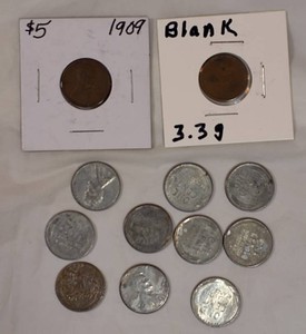 1909 Lincoln Wheat Cent, 1943 Steel Cent Lot & Blank Planchet  Collector Coin Group