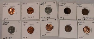 Lincoln Wheat Cent Collection  10 Coins Including Two 1943 Steel Cents, 1920-S, BU & Red Examples