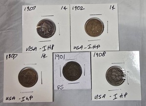 Indian Head Cent Collection (18971908)  5 Coins