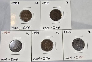 Indian Head Cent Collection (18831900)  5 Coins