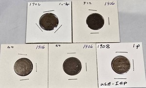 Indian Head Cent Collection (19061908)  5 Coins