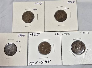 Indian Head Cent Collection (19041906)  5 Coins