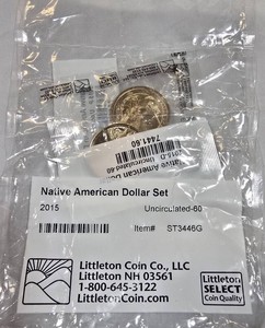 2015 Native American Dollar Set (P & D)  Sacagawea Dollars  Littleton Uncirculated-60 Sealed