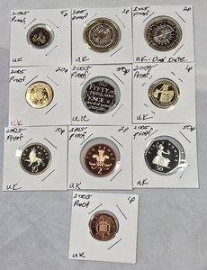2005 Great Britain 10-Coin Proof Set (Loose Coins)  UK Proof Collection Including �2 & �1