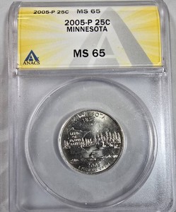 2005-P Minnesota State Quarter ANACS MS65 Certified Gem BU 25� Coin
