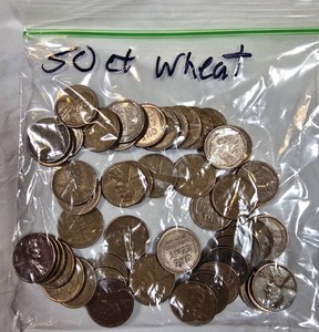 50 Lincoln Wheat Cents  Mixed Dates & Mint Marks  Vintage Wheat Penny Coin