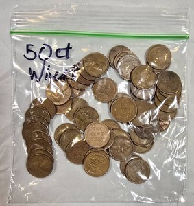 50 Lincoln Wheat Cents  Mixed Dates & Mint Marks  Vintage Wheat Penny Coin