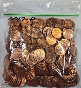 Bag of Brilliant Uncirculated 2017-P Lincoln Shield Cents  Gem BU Penny Coin Lot