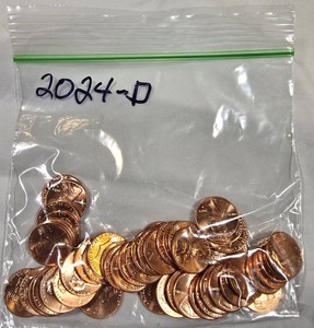 Bag of 2024-D Lincoln Shield Cents  Circulated Penny Coin Lot