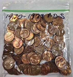 19701979 Lincoln Memorial Cents (P-D-S)  Mixed Date Penny Coin Lot