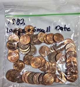 1982 Lincoln Memorial Cents  Large & Small Date Mixed Penny Coin Lot