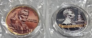 Novelty Final Penny Commemorative Medallion Set  2 Pieces  Lincoln End of an Era Tribute