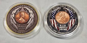 2025 Final Penny Tribute Commemorative Medallion Set  2 Colorized Medals  The Last Penny & End of an Era