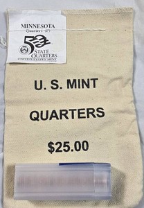 2005-P Minnesota State Quarter Mint Bag  Original U.S. Mint Bag, 40 BU Quarters & Coin Tub