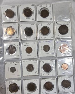 Great Britain Coin Collection Lot  Half Pennies, Pennies, Decimal Coins, 1924-2002