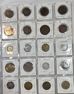 Great Britain Half Penny & Hungary Coin Collection Lot  19382003 with World Coins