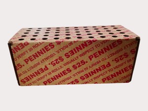 $25 Bank Box of Circulated Lincoln Cent Rolls  50 Bank-Wrapped Rolls