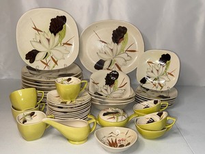 Vintage Red Wing Pottery Lotus Dinnerware Set  Magnolia Sugar Bowl and Creamer