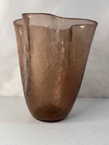Blenko Lilac Hand-Blown Handkerchief Crackle Glass Vase
