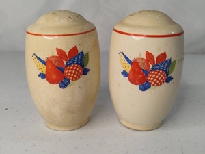Vintage Calico Fruit Salt and Pepper Shakers