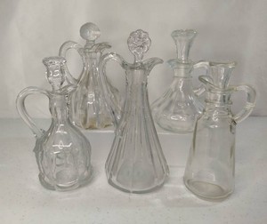 Lot of Clear GlassCrystal Cruets wStoppers