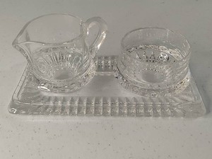 Gorham Crystal Lyric Pattern SugarCreamer wTray