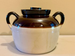 Vintage Stoneware Bean Pot with Lid