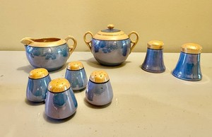 Assorted Vintage Japanese Lusterware - Periwinkle Blue Iridescent