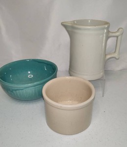 Red Wing Turquoise Bowl, Stoneware Pitcher & Crock