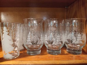 Libbey Winter Wonderland Clear Glass Holiday Glasses & Embossed Tree Glasses