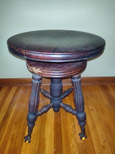 Adjustable Vintage Piano Stool wClaw & Ball Feet
