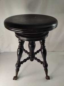 Adjustable Vintage Piano Stool wClaw & Ball Feet