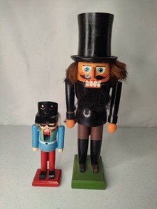 Erzgebirge Chimney Sweep Nutcracker & Wooden Smaller Nutcracker