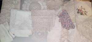 Assortment of Doilies, Table Cloths & Crocheted Panels
