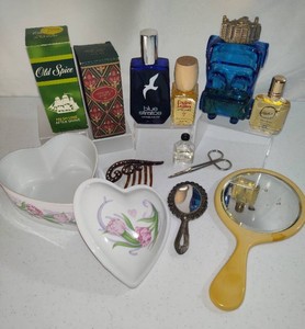 Vintage After ShaveCologneMirrorsTrinket Box, etc