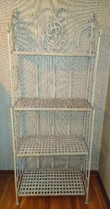 Four Shelf Shabby Chic Metal Bakers Rack