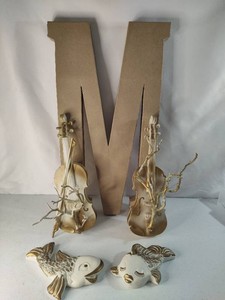 MCM Fish Wall Plaques, Violins & Large Paper M