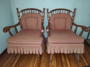 Mid Century Wooden Arm Chair & Rocker