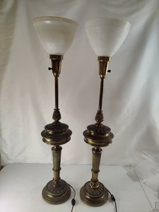 Stiffel Hollywood Regency Brass Deco Style Lamps