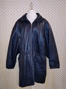 Womens Wilsons Leather Zip Front Long Winter Jacket (Size 2XL)