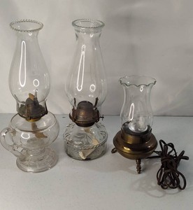 Clear Glass Oil and Electric Lamps