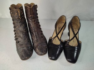 Antique Button Boots & Ladies Caressa Leather Heels (Size 8.5)