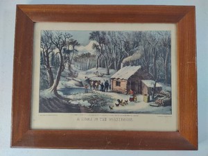 Currier & Ives Home in the Wilderness Framed Art