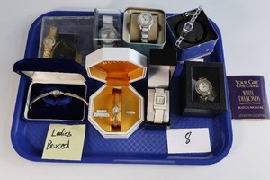 Ladies Boxes Watch Lot - Bulova, Elgin, Fossil, Studio, Elizabeth Taylor