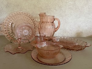 Pink Depression Glass Lot with Pitcher